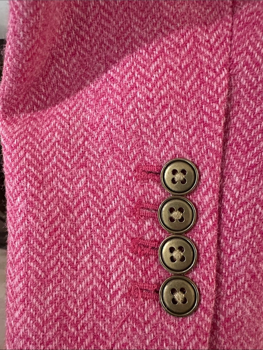 J. Crew Double-Breasted Pink Herringbone Blazer